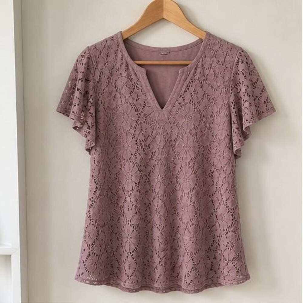 Mauve V Neck Top